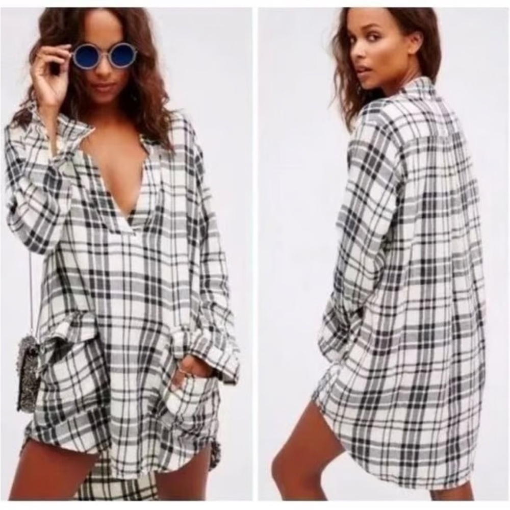 CP Shades X Free People Checkmate Plaid Shirt Dress XS